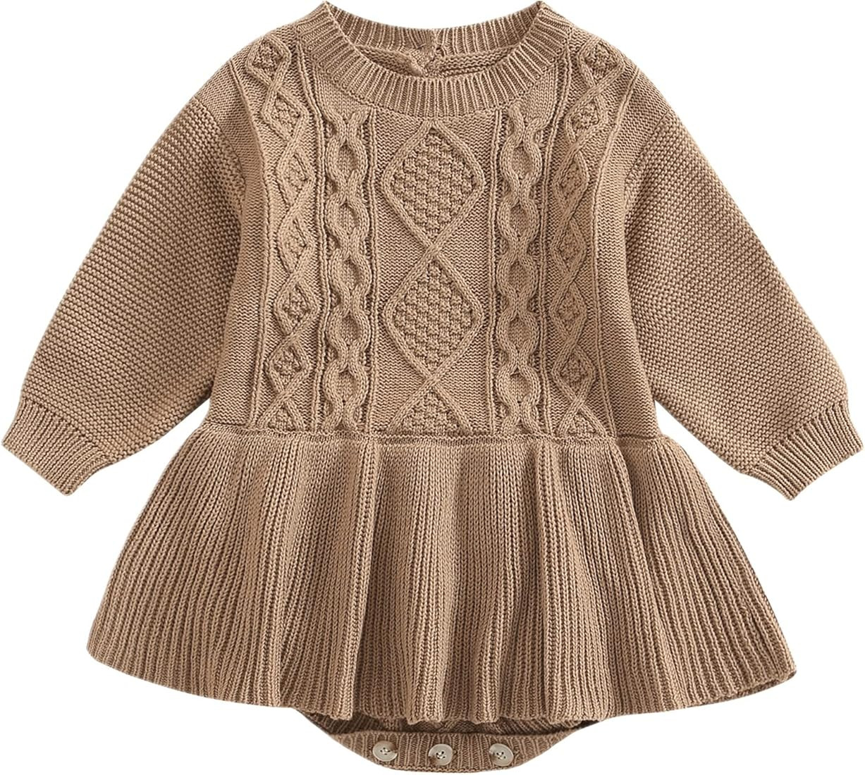 Zoiuytrg Infant Baby Girl Knitted Sweater Dress Fall Winter Cable Knit Pullover Sweaters Tutu Ski... | Amazon (US)