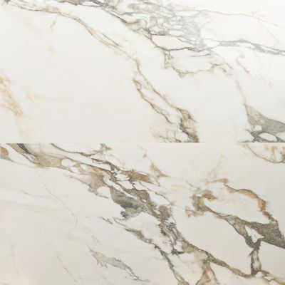 Artmore Tile Enigma 2-Pack Calacatta Rustico 24-in x 48-in Polished Porcelain Marble Look Floor a... | Lowe's