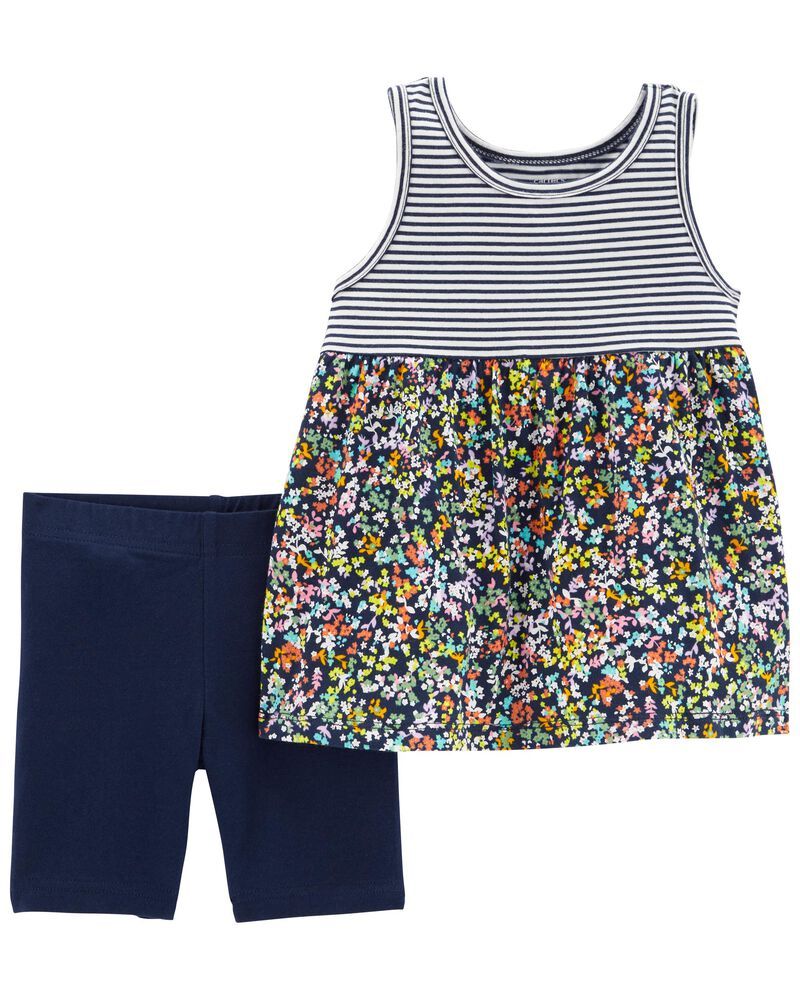 2-Piece Mixed Print Tank & Bike Short Set | Carter's