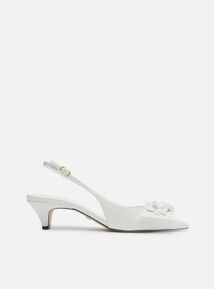 Scarpin Branco Arezzo Bico Fino Slingback Flores | ZZ Mall (BR)