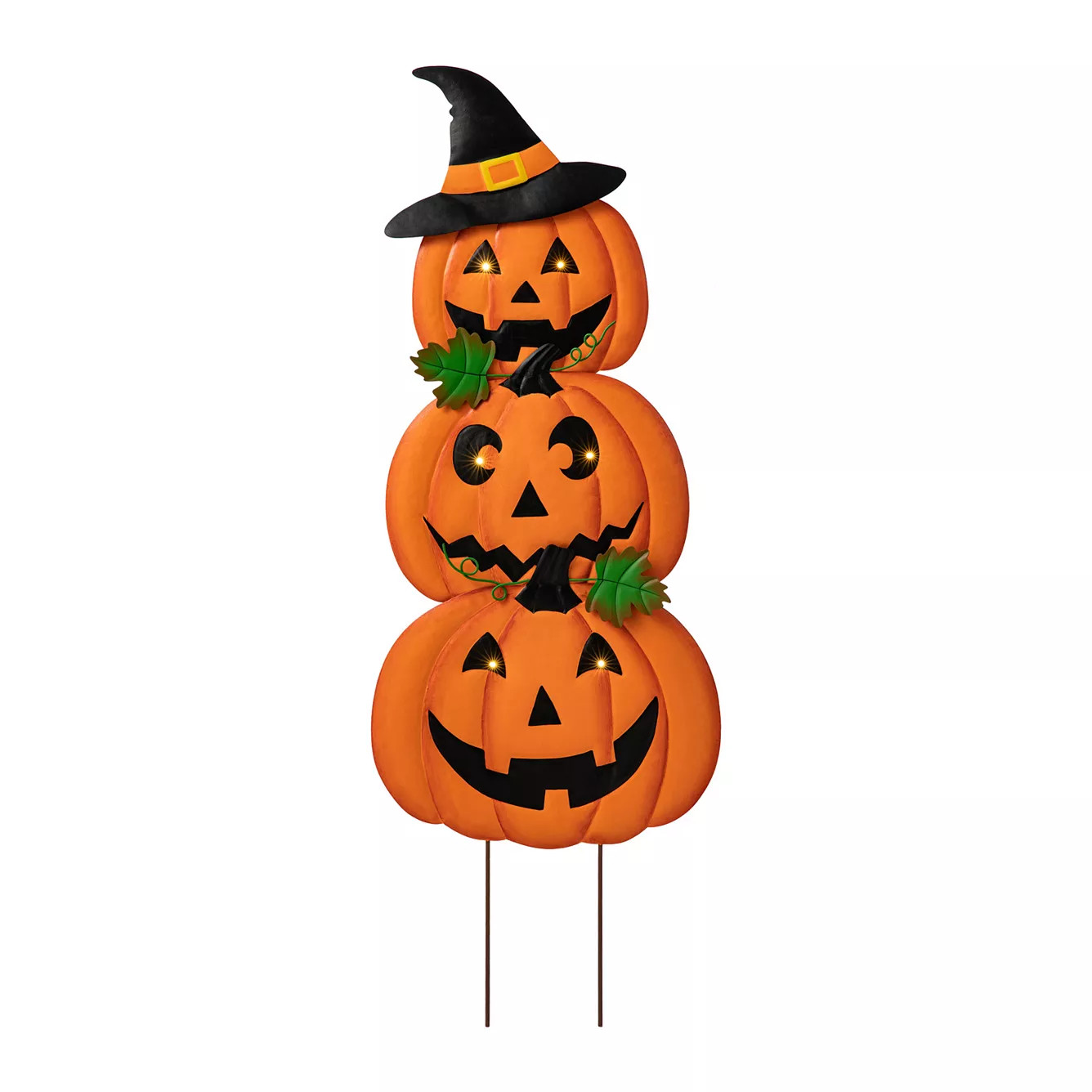 Glitzhome 39.75"H Set of 3 Halloween Lighted Pumpkin Yard Stake | Kohl's