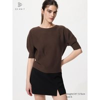 Uniqlo - 3d Knit Seamless Cotton Crew Neck Jumper (short Sleeve) - Dark Brown | UNIQLO (UK)