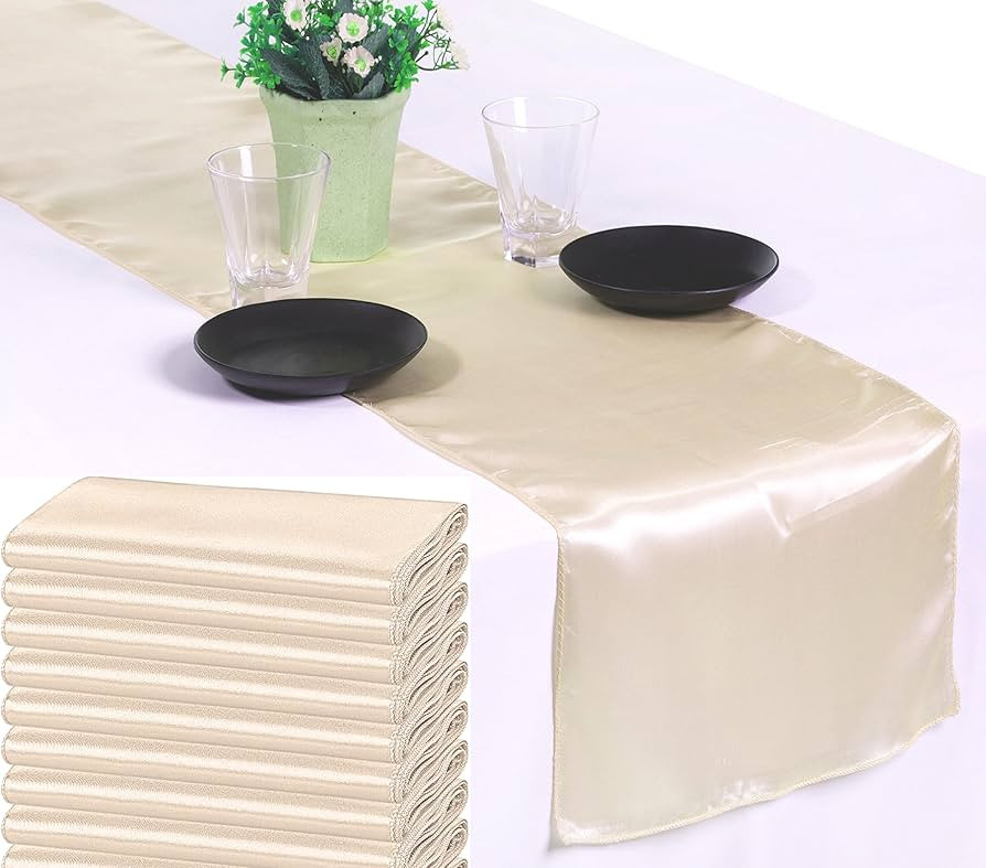 MDS Pack of 5 Satin Table Runners 12 x 108 Inch Long Charmeuse Sateen Bright Silk Smooth Table Ru... | Amazon (US)