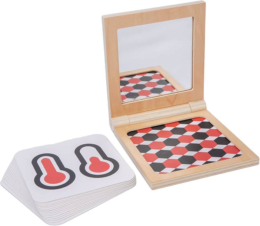 Adena Montessori Black and White Cards Wooden Frame with Mirror Tummy Time Toys 0-3 Months for Ne... | Amazon (US)