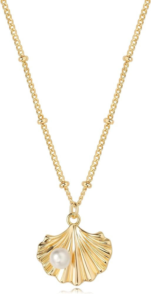 MTMY 14K Gold Plated Shell/Starfish/Anchor/Dolphin Pendant Necklaces Ocean Beach Summer Jewelry f... | Amazon (US)