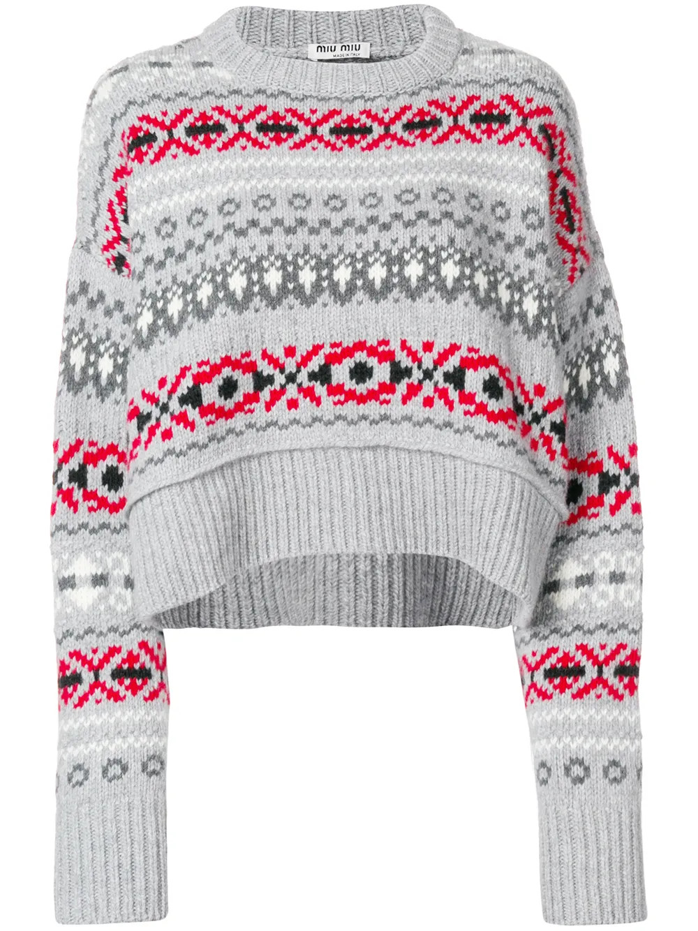 Miu Miu intarsia knit jumper - Grey | FarFetch US