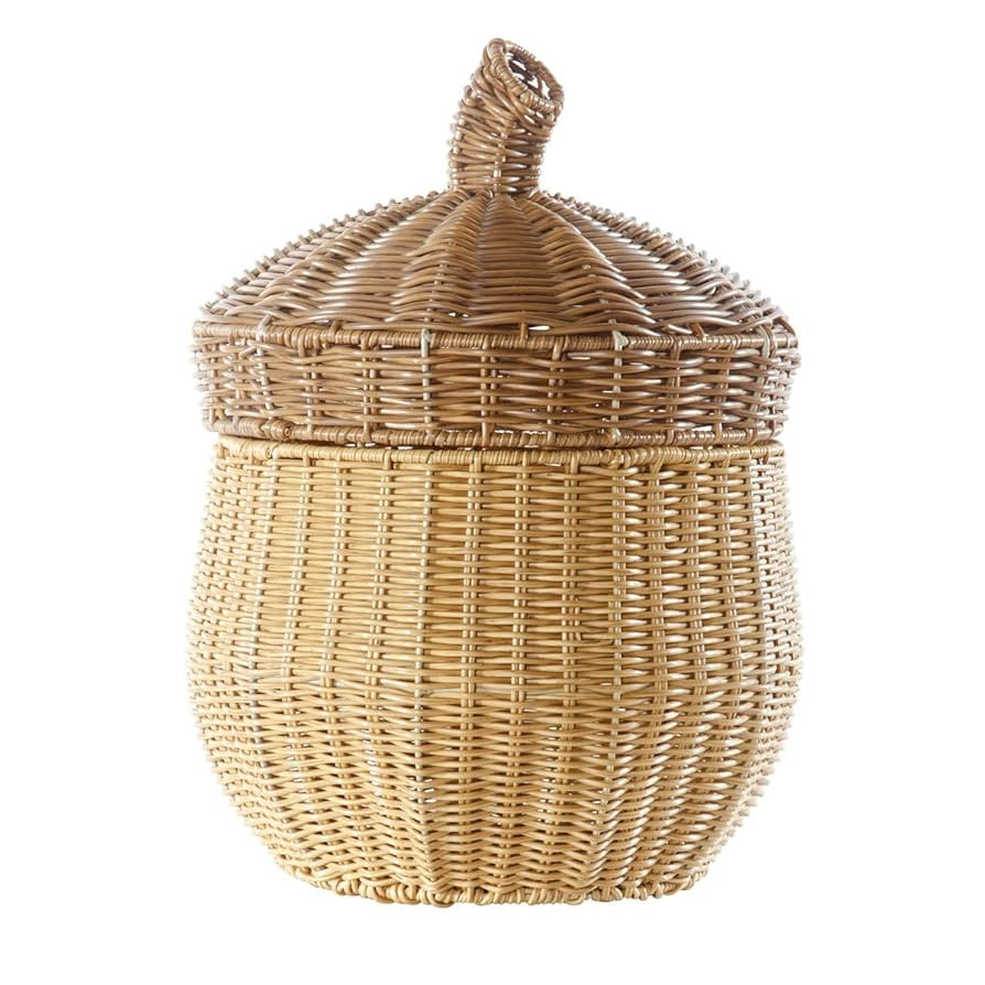 Kaplan Early Learning Acorn Washable Wicker Floor Basket with Lid| Home Decor Organizer | Nature-... | Amazon (US)