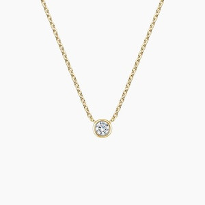 14K Yellow Gold Diamond Bezel Solitaire Pendant (1/10 ct. tw.) | Brilliant Earth