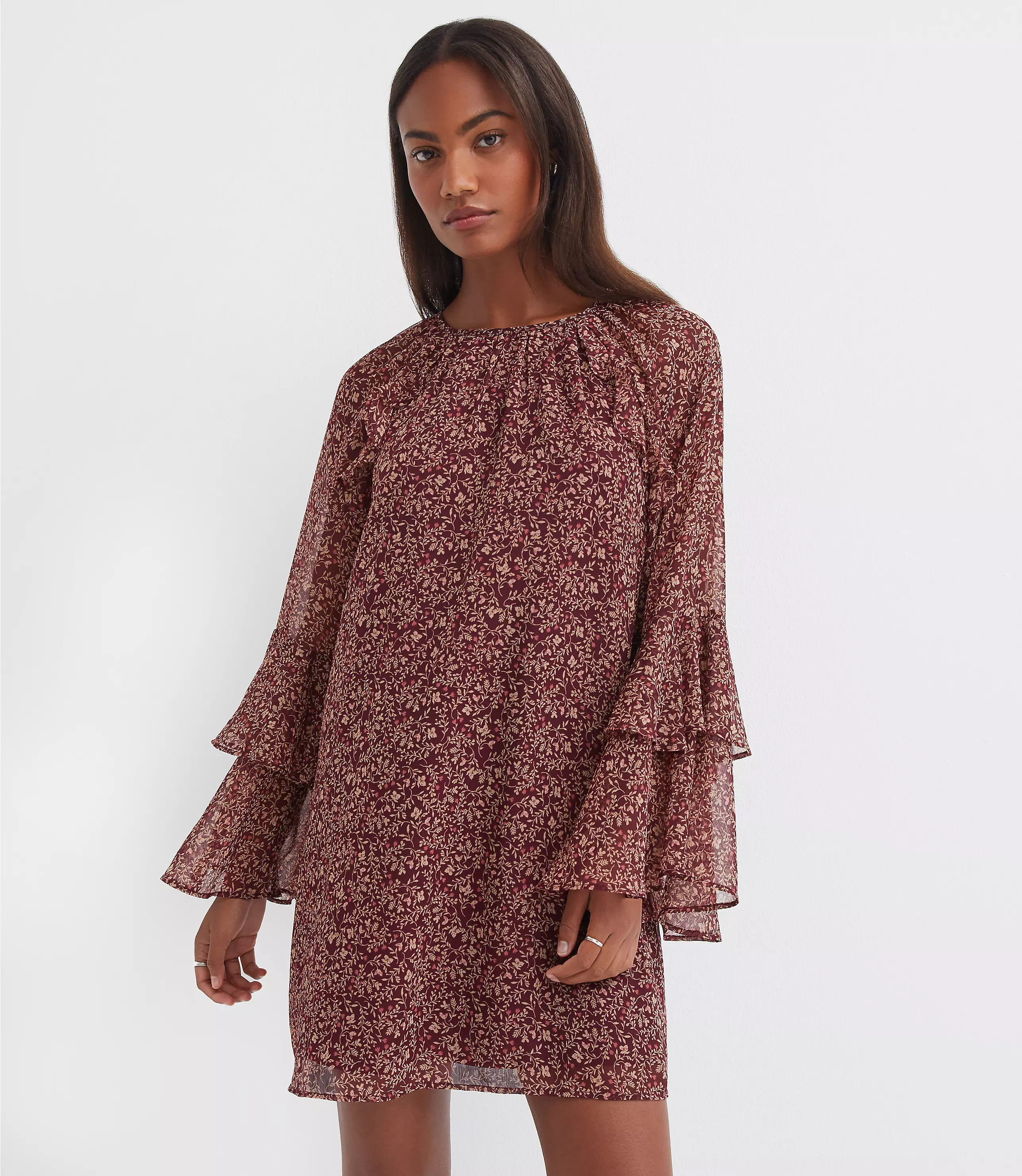 Floral Ruffle Mini Dress | LOFT