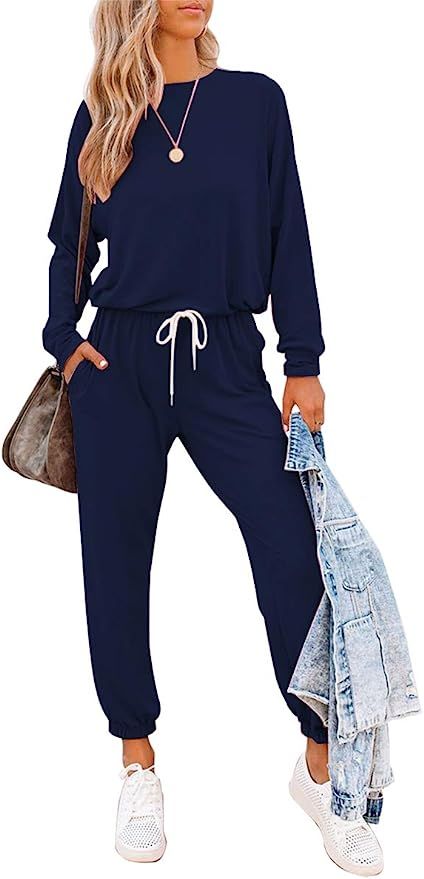 ETCYY Women's Two Piece Outfits Sweatsuit Set Long Pant Pajamas Lounge Set Workout Athletic Track... | Amazon (US)