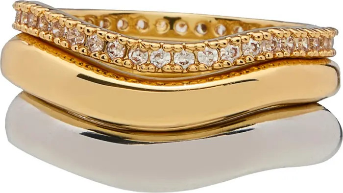 Set of 3 Wavy Band Rings | Nordstrom