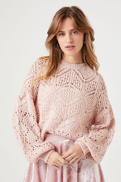 Crochet Balloon-Sleeve Sweater | Forever 21