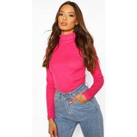 Womens Rib Knit Roll Neck Long Sleeve Bodysuit - Pink - 10, Pink | Boohoo.com (UK & IE)
