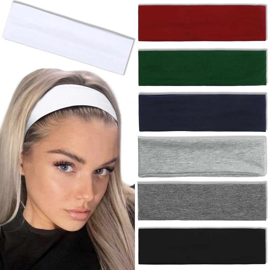 Trendy Elastic Headbands 7PCS - Soft Thick Cotton Cloth for Women's Hair Workout, Yoga, Running S... | Amazon (US)
