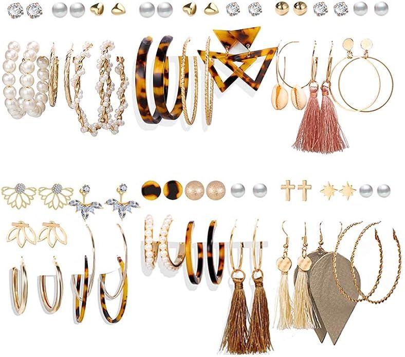 36 Pairs Fashion Tassel Earrings Set for Women Girls Bohemian Acrylic Hoop Stud Drop Dangle Earri... | Amazon (CA)