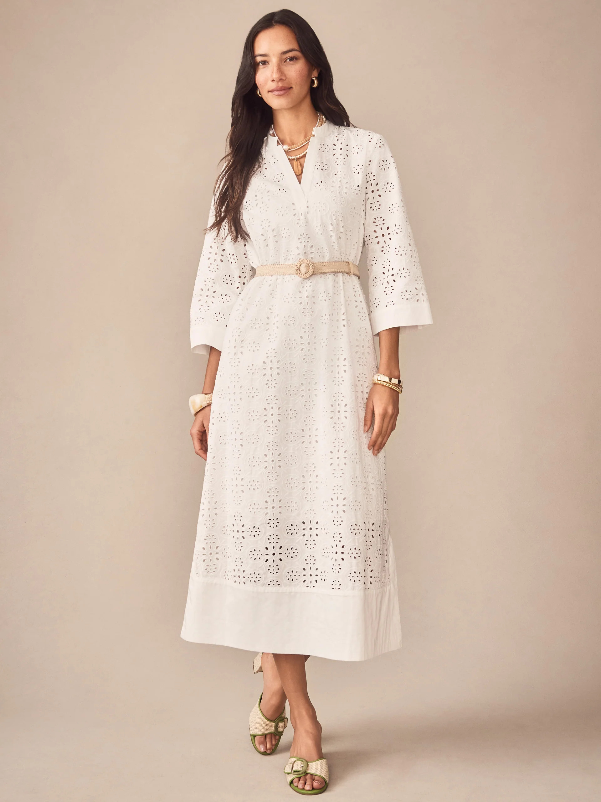 Off_White Embroidery Cindy Dress | Women's Dresses | J.McLaughlin | J.McLaughlin