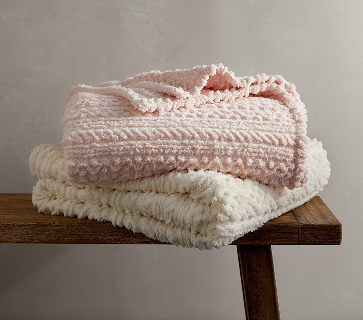 Carved Cable Sherpa Bed Blanket | Pottery Barn Kids