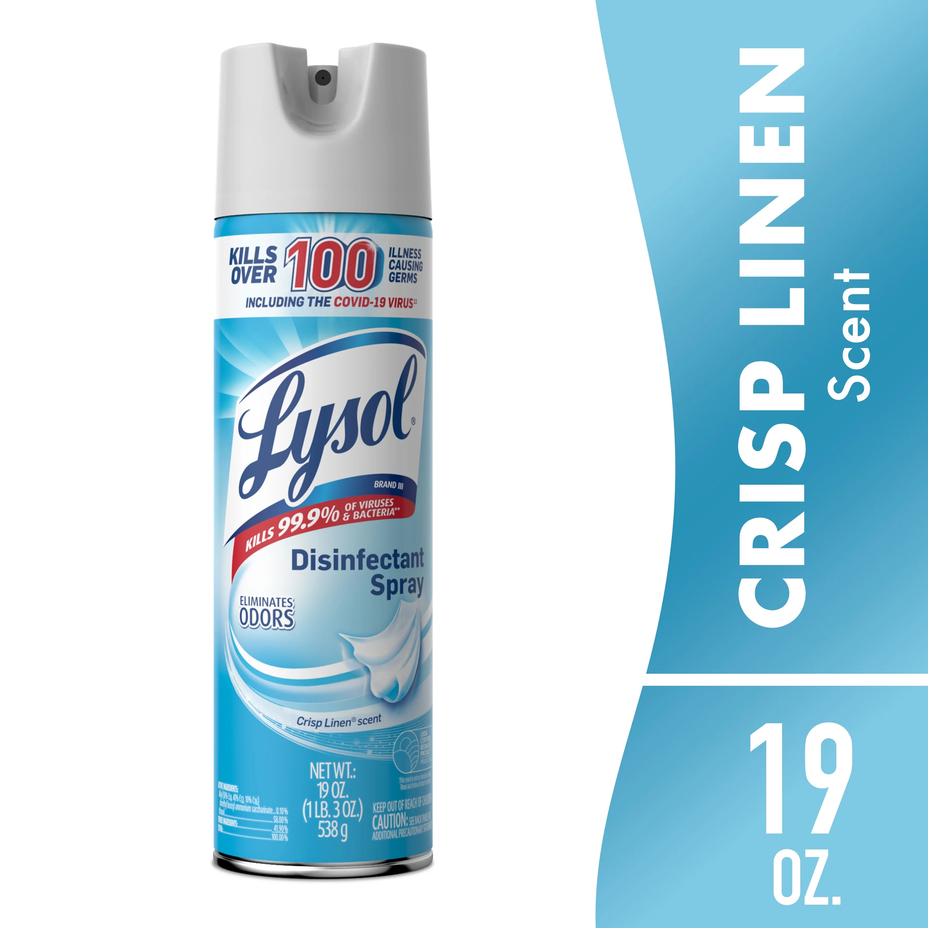Lysol Disinfectant Spray, Sanitizing and Antibacterial Spray, Deodorizer, Crisp Linen, 19 oz | Walmart (US)