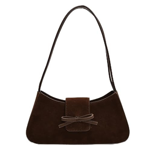 WEEKXING Small Shoulder Bags for Women Suede Handbag Cute Bow Purse Y2K Suede Hobo Handbag Clutch Underarm Purse(Coffee) | Amazon (US)