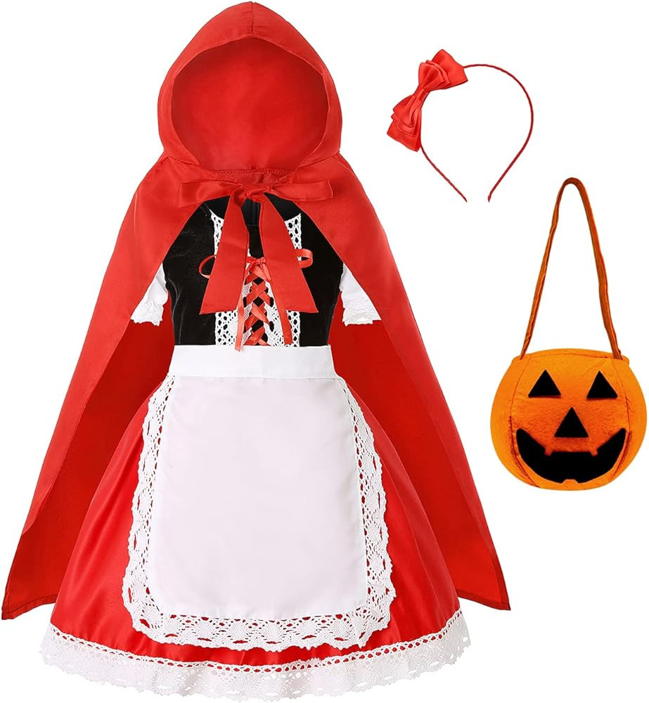 Viyorshop Little Red Riding Hood Costume for Girls Halloween Costume Party Dress 3-10 Years | Amazon (US)