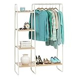 IRIS USA Metal Garment Rack with Wood Shelves, White and Light Brown PI-B3 | Amazon (US)