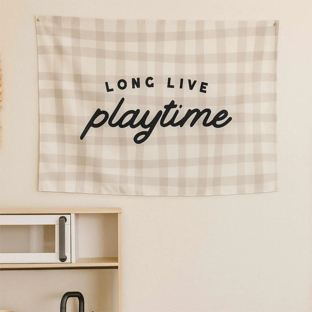 Long Live Playtime Tapestry With Rustic Checkered Pattern, Custom Play Room Wall Banner, for Bedr... | Etsy (US)