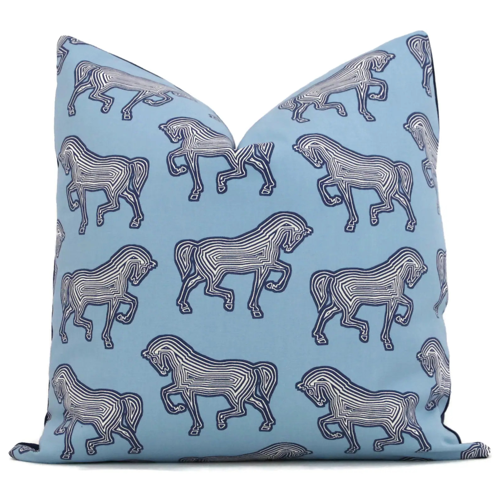Schumacher Blue Faubourg Decorative Pillow Cover 18, 20, 22, 24 Euro equestrian horse rmt | Etsy (Global)