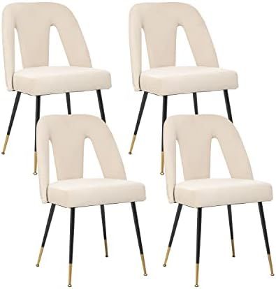 Nrizc Velvet Dining Chairs Set of 2, Upholstered Dining Side Chairs with Metal Legs, Nailhead Tri... | Amazon (US)