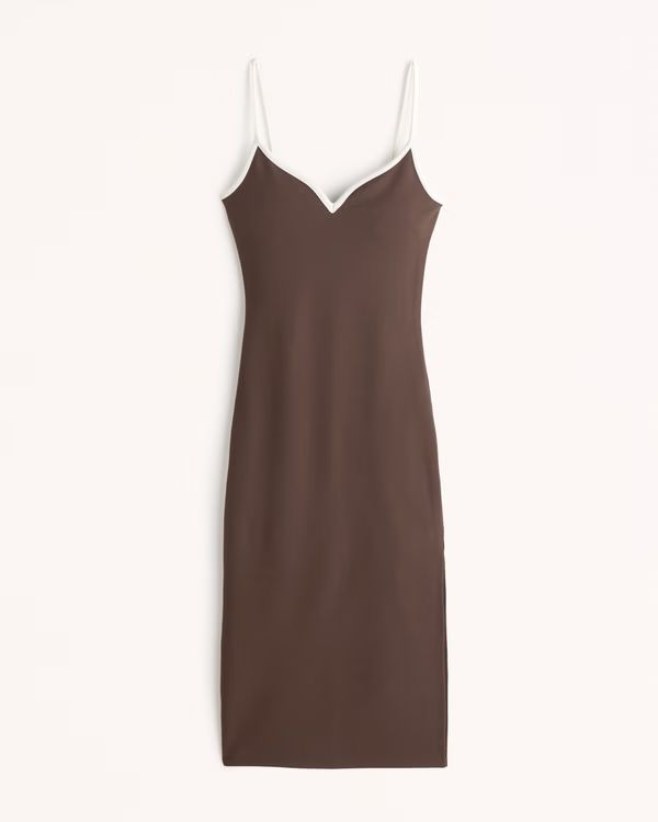 Women's Notch-Neck Midi Dress | Women's New Arrivals | Abercrombie.com | Abercrombie & Fitch (US)