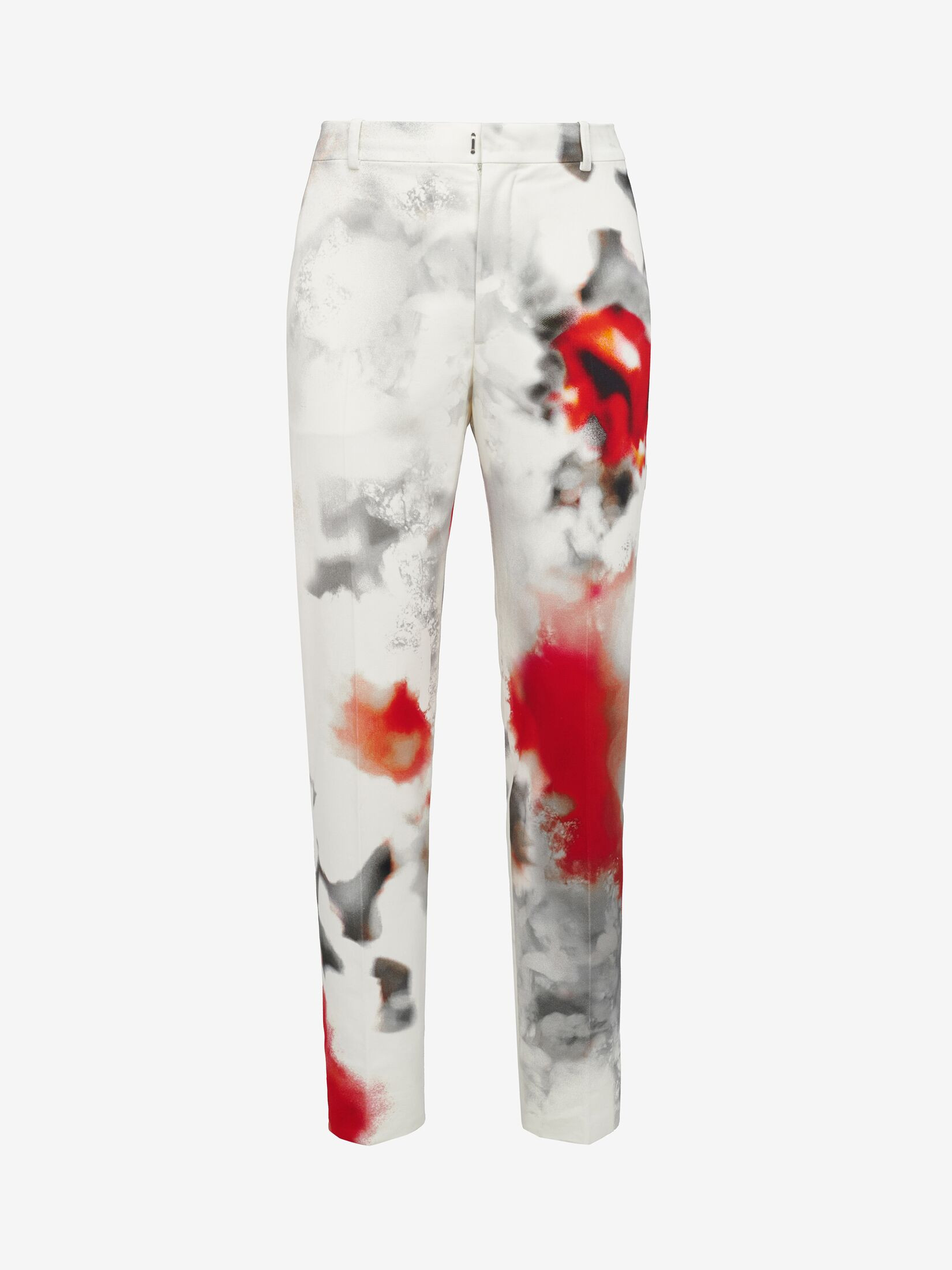 Men's Obscured Flower Cigarette Trousers in White/red | Alexander McQueen