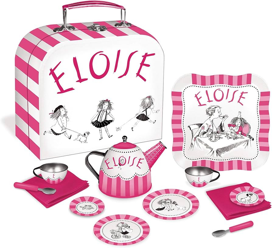 YOTTOY Eloise Collection | 12-Piece Kids Tin Tea Set Toy with Illustrations & Sturdy Carrying Cas... | Amazon (US)