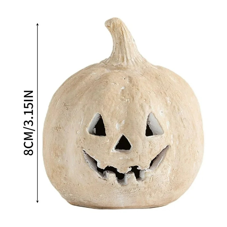 Hallowmas Handmade Kiln-Fired Clay Pumpkin Decor - Mini Artisanal Jack-O'-Lanterns with Hand-Carv... | Walmart (US)