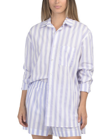 Oversized Button Down Beach Shirt Cover-up for Women | Cotton | Marshalls