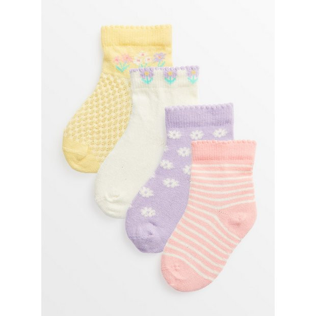 Buy Pastel Floral Bloom Socks 4 Pack 12-24 months | Multipacks | Tu | Tu Clothing