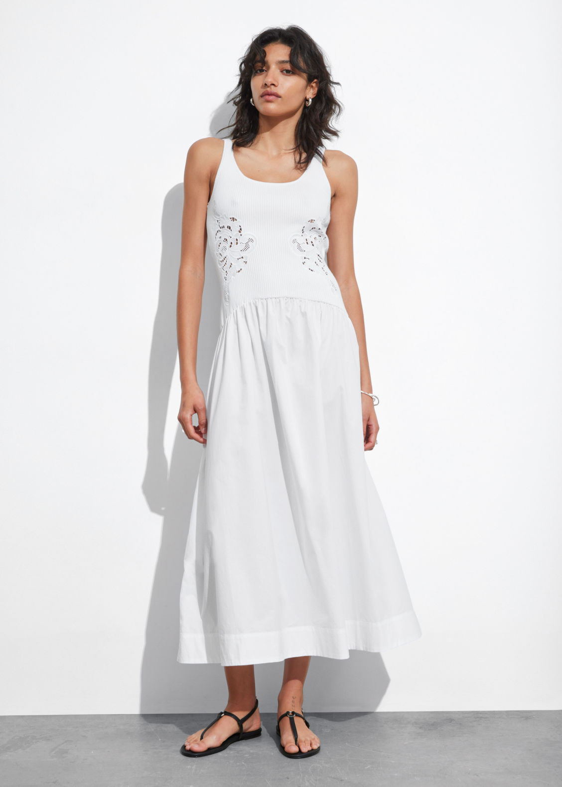 Embroidered Tank Midi Dress - White | & Other Stories US