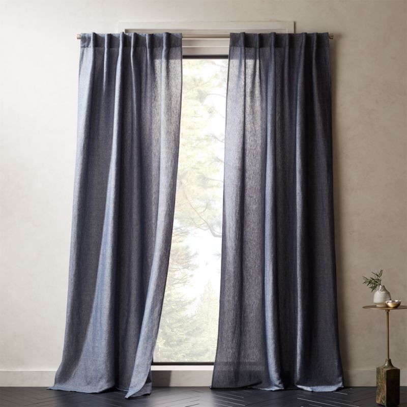 Weekendr Blue Chambray Curtain Panel | CB2 | CB2