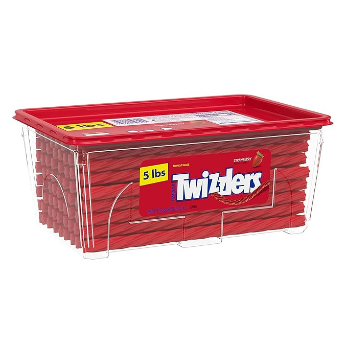 TWIZZLERS Twists Strawberry Flavored Chewy Candy, Valentine's Day, 5 lb Bulk Container | Amazon (US)