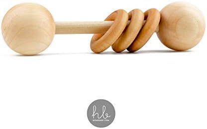 Organic Wood Montessori Styled Baby Rattle by Homi Baby - Perfect Grasping Teething Toy for Toddl... | Amazon (US)