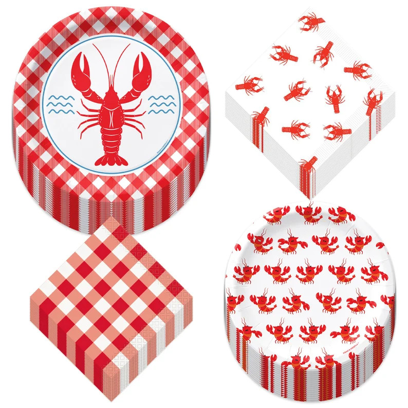 Crawfish Party Tableware - Round Paper Dinner Plates, Dessert Plates, Lunch Napkins, and Beverage... | Etsy (US)