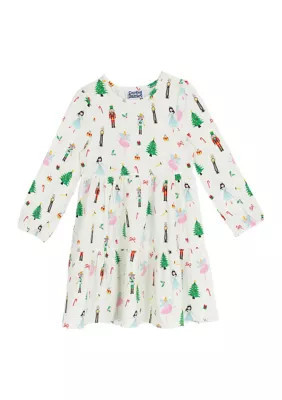 Counting Daisies Toddler Girls Long Sleeve Nutcracker Print Dress | Belk