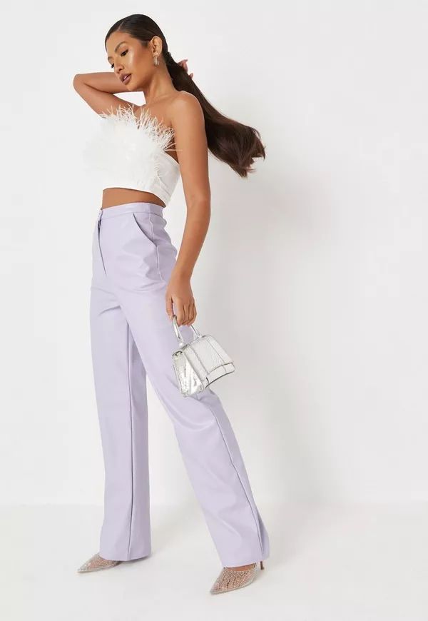 Missguided - Tall Purple Faux Leather Straight Leg Pants | Missguided (US & CA)