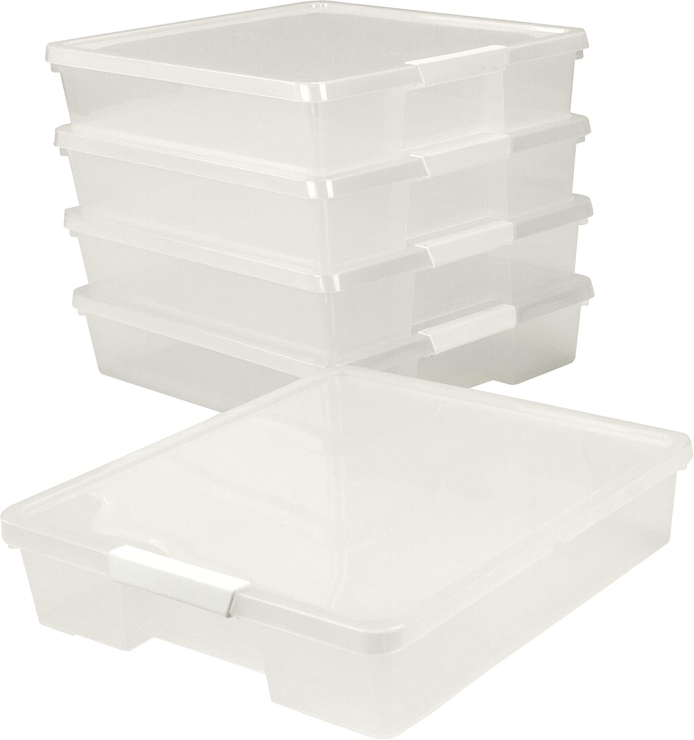 Storex Classroom Craft Project Box – Stacking Plastic Organizer Fits 12x12 Scrapbooking Paper, Clear | Amazon (US)