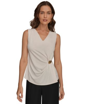 Donna Karan New York Women's V-Neck Sleeveless Top - Black | Macy's