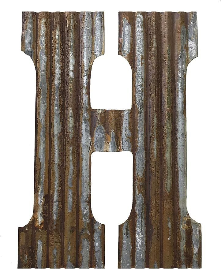 Farmhouse Rustic 24'' Wall Decor Corrugated Metal Letter H | Amazon (US)