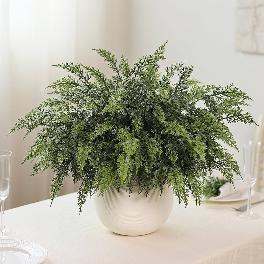 Real Touch Christmas Cedar Branches-18 Inches, Artificial Cedar Branch Faux Greenery Plants Stem ... | Amazon (US)