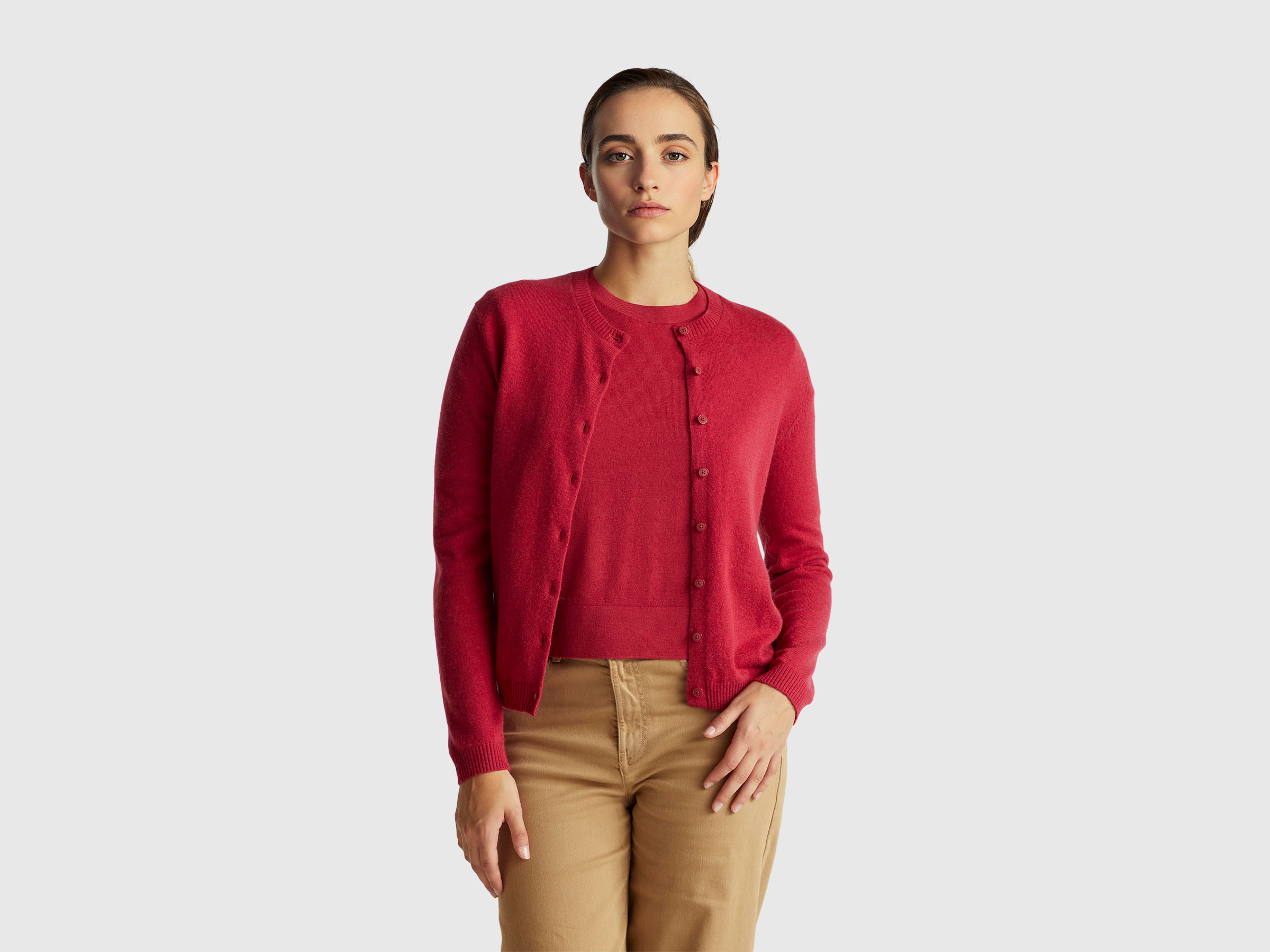 Cárdigan de mezcla de lana y cachemira - Fresa | Benetton | Benetton (EU)