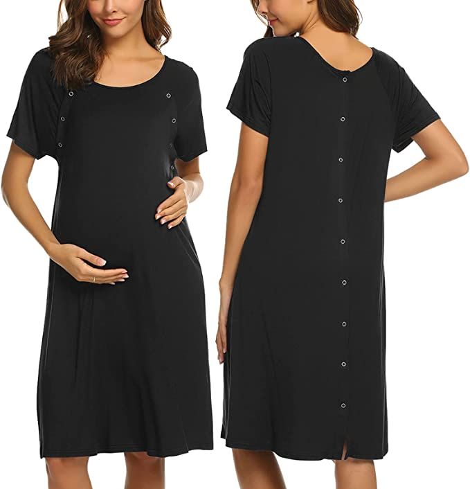 Ekouaer Women’s Nursing/Delivery/Labor/Hospital Nightdress Short Sleeve Maternity Nightgown wit... | Amazon (US)