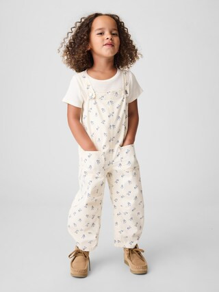 Toddler Floral Denim Horseshoe Overalls | Gap (CA)