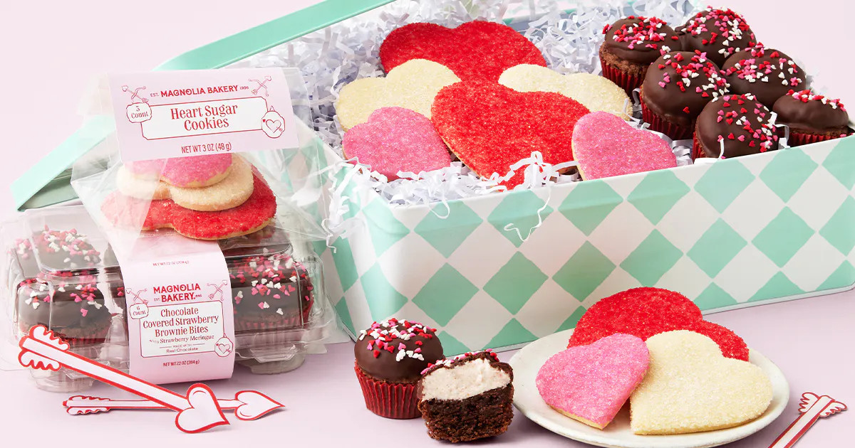 Valentine's Day Heart Sugar Cookies + Brownie Bites Assortment Tin by Magnolia Bakery | Goldbelly | Goldbelly