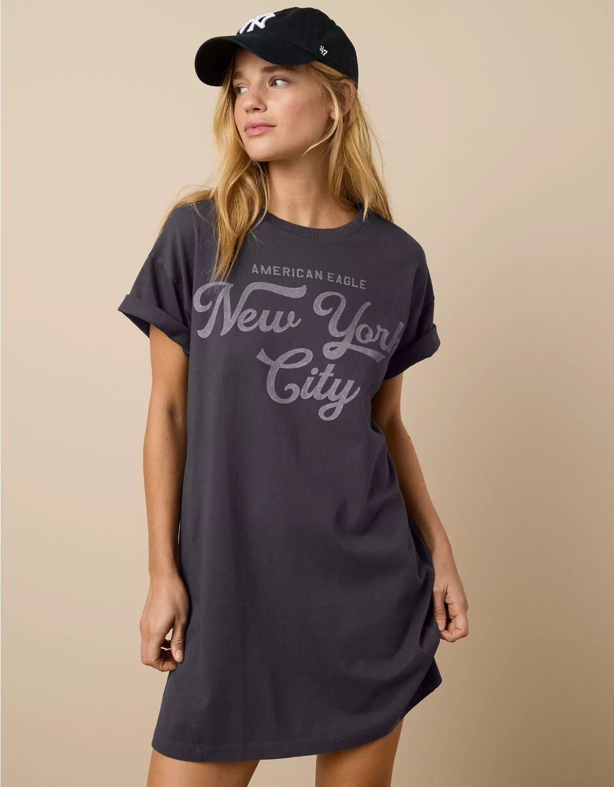 AE New York Graphic T-Shirt Mini Dress | American Eagle Outfitters (US & CA)